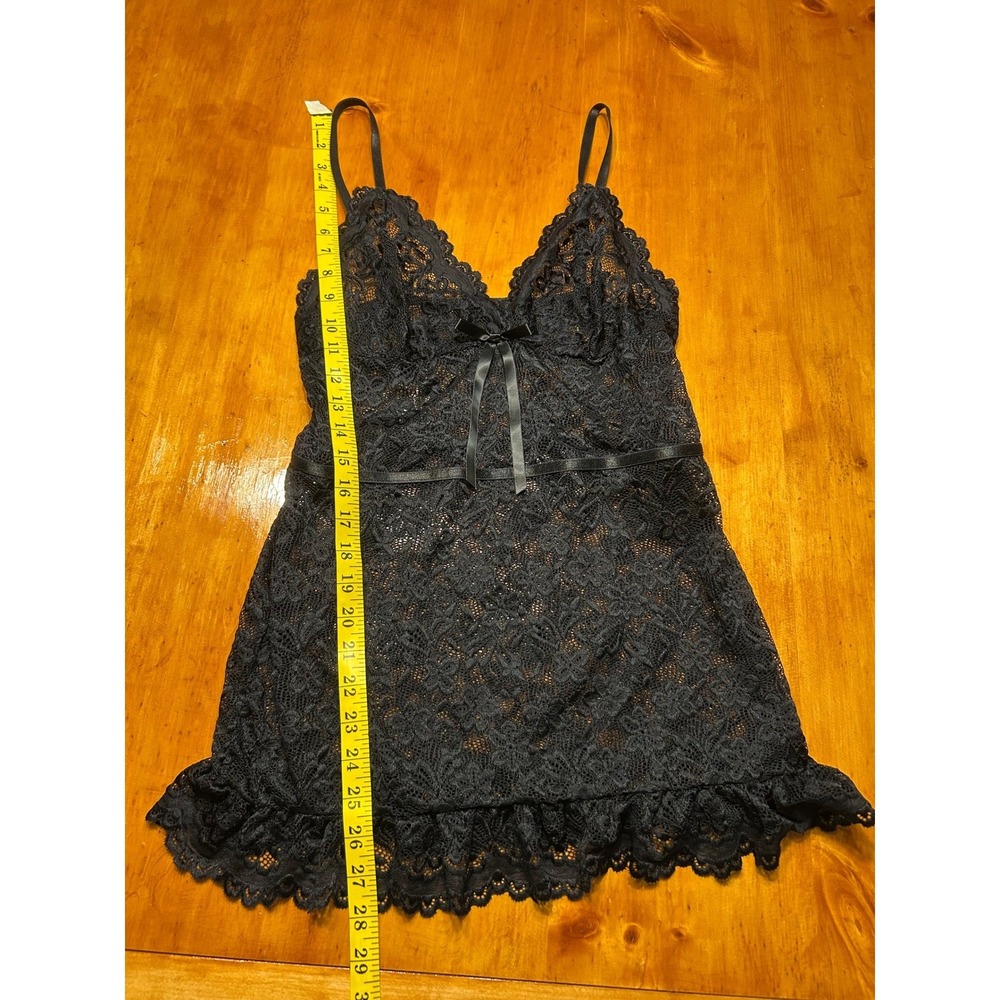 Y2K Coquette Whimsigoth Black Sheer Floral Lace Cami Sheer V-Neck Lingerie Top‎ - Picture 4 of 10